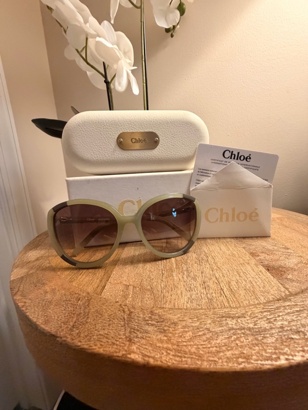 Chloé Women's Oversized Round Sunglasses in Light Olive - CL2188